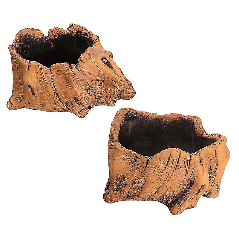 2pcs Wood Stump Planter