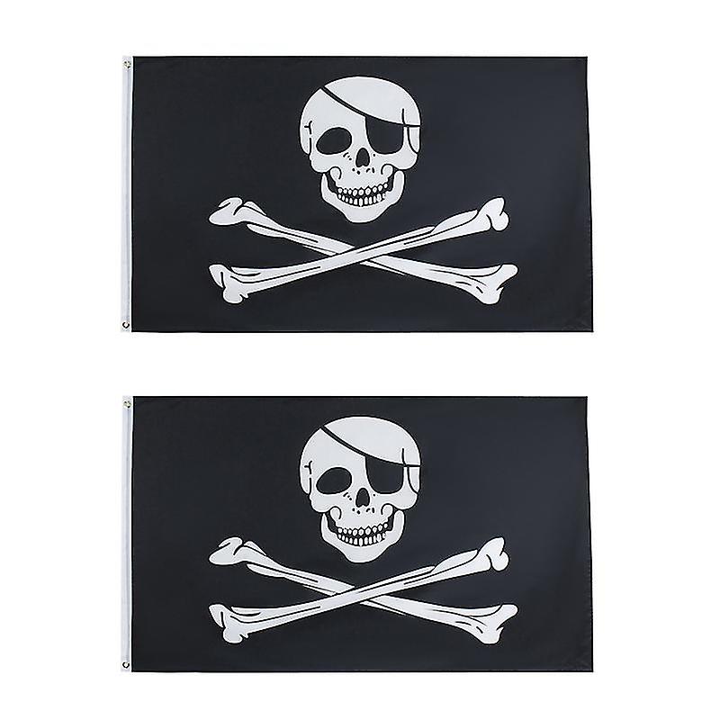 2pcs Pirate Skull Flag For Halloween Decor