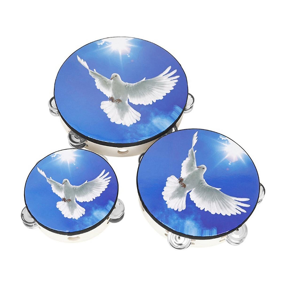 6 8 10 Inch Handheld Bells Drum Set Children Percussion Instrument Dance Palm Drum Kit