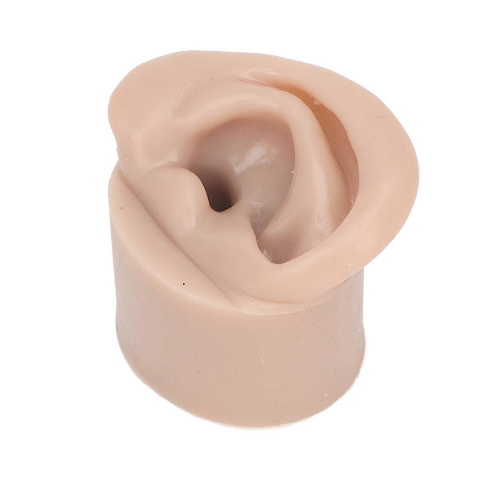 Silicone Piercing Practice Model Simulation Soft Flexible Ears Model for Display Teaching Dark Skin Color Right 