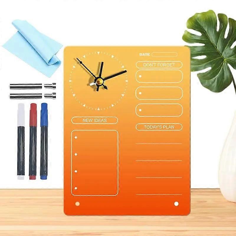 Dry Erase Planner Board Clock Design Calendar Note Non-magnetic Wall Message Glass Offices
