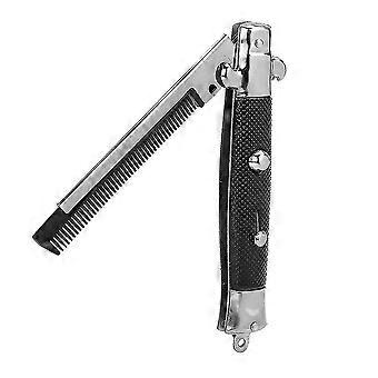 Pente de cabelo de bolso Pente dobrável faca escova automática apertar botão para cabelo da cabeça ou presente de barba para homens pente de bolso dobrável pente de mola
