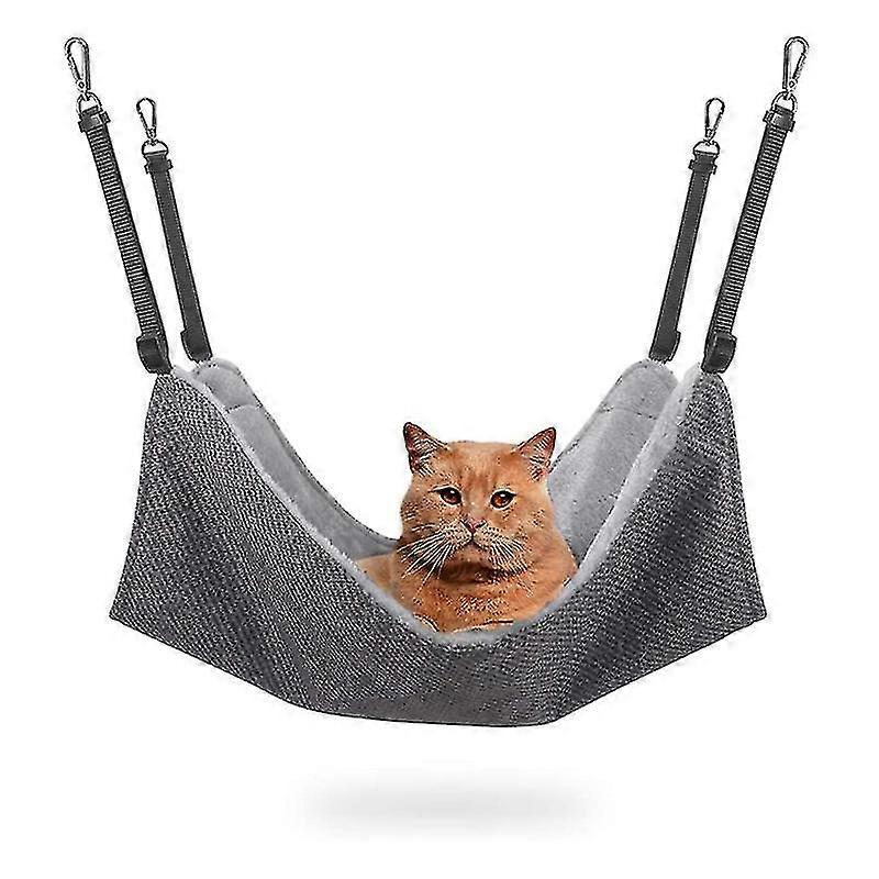 Cat Hammock For Cage, Soft Pet Bed Fit Ferret, Kitten, Puppy, Small Dog, Adjustable-strap/load Capacity 30lb (gray)