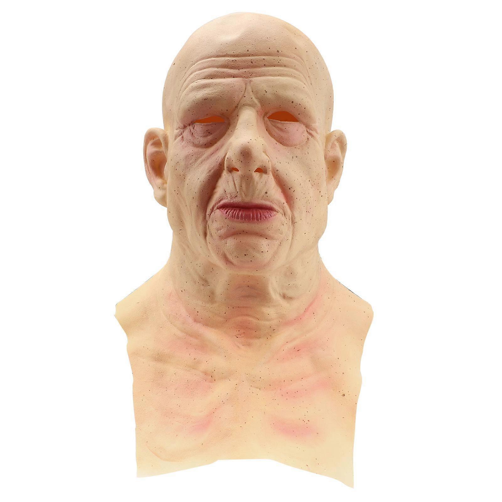 Halloween Headgear Old Man Face Cover Realistic Human Horror Wig Headgear for Party Props NO.6568