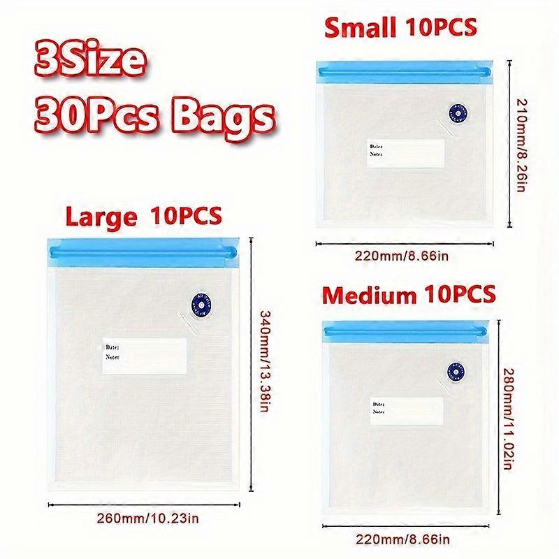 30-Pack Multi-Size Vacuum Sealer Bags - Preserve Freshness, Prevent Odor - Ideal for Food Storage, Sous Vide Cooking & Fridge Organization