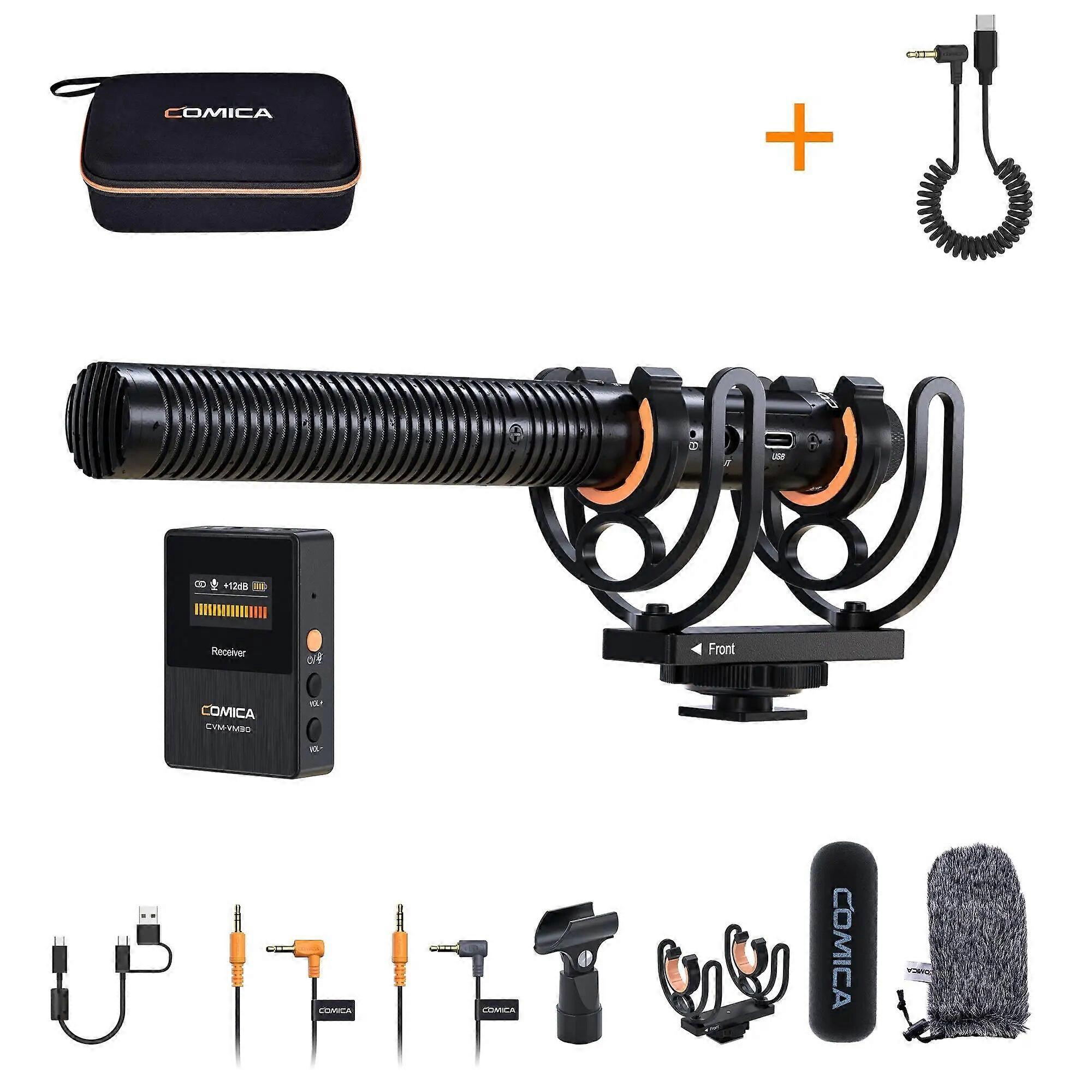 Vm30 2.4g Super Cardioid Condenser Wireless Shotgun Microphone For Camera, Smartphone, Computer