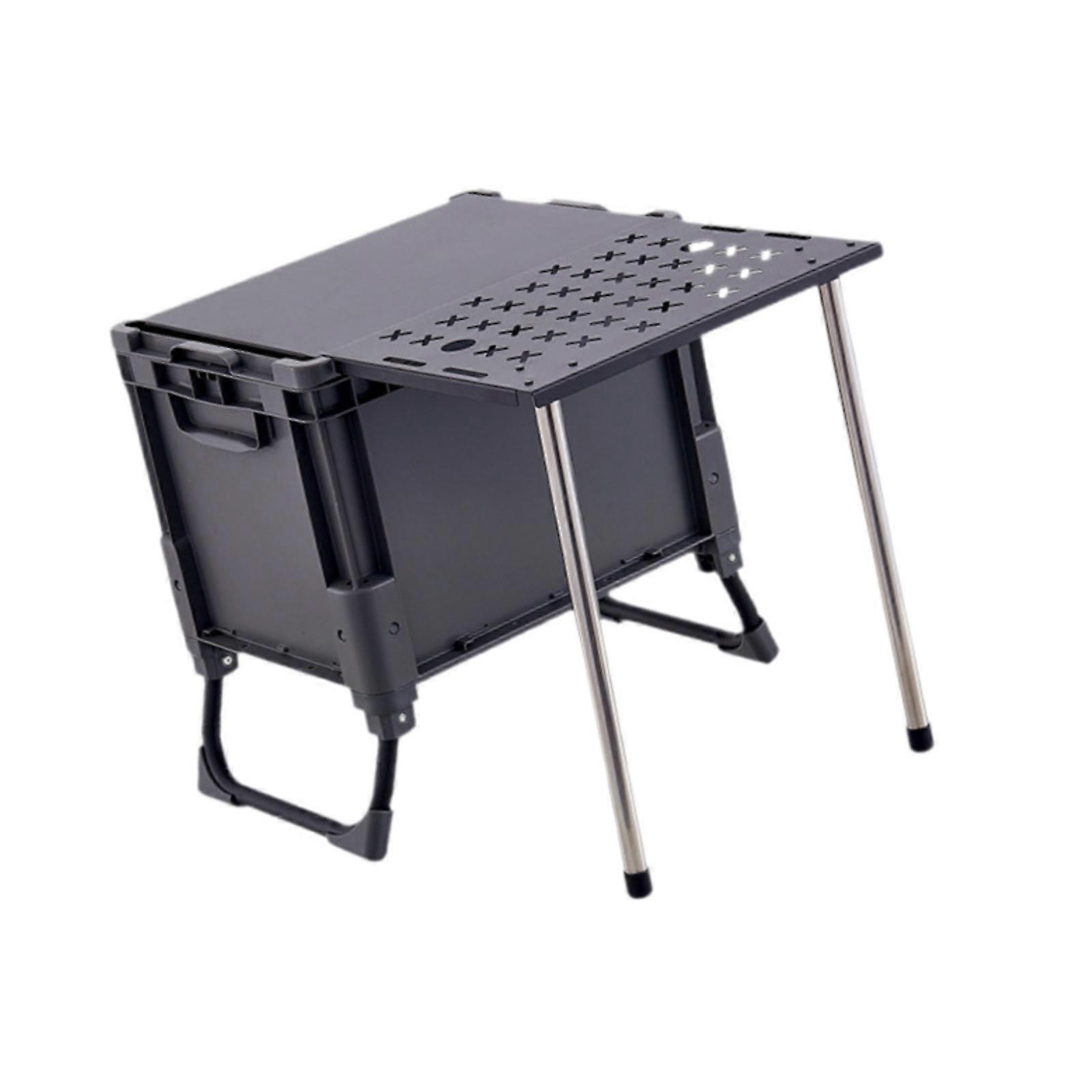 Camping Storage Box Expandable Camping Table for Backpacking Barbecue Picnic Gray