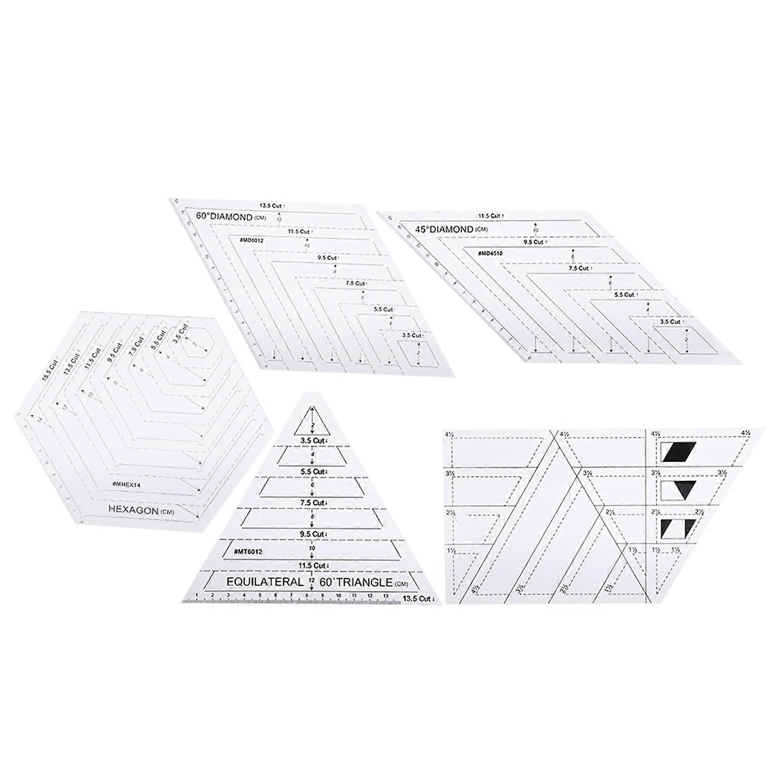 5Pcs PatchWork Ruler Quilting Templates Transparent Sewing Cutting Craft Manual DIY Tools
