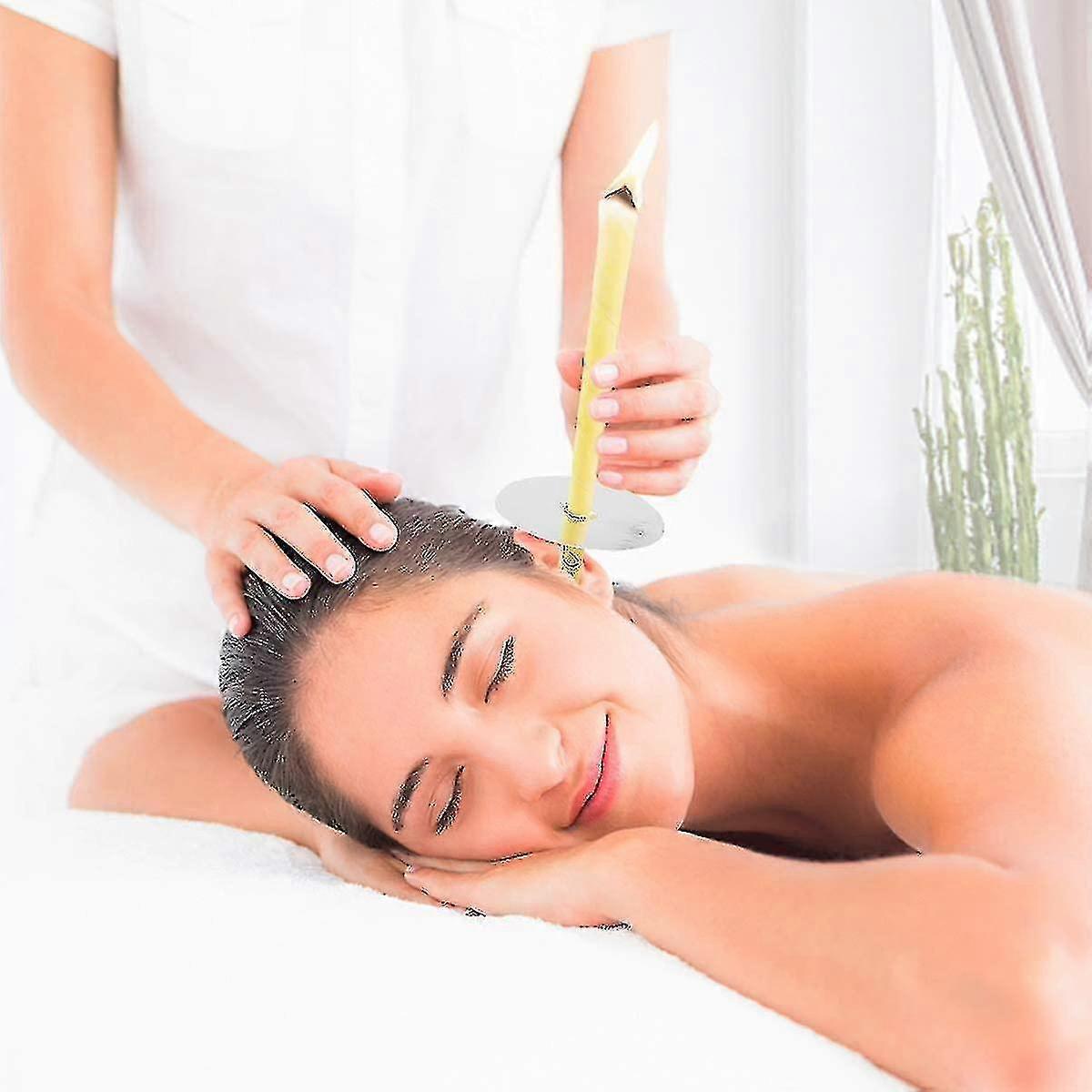 24pcs الشموع الأذن الطبيعية، شمع العسل هولو مخروط Candling غير سامة