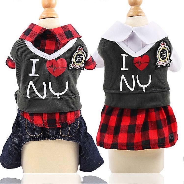 ペット服カレッジスタイルカップルの4本足ペット服2本足スカートペット用品