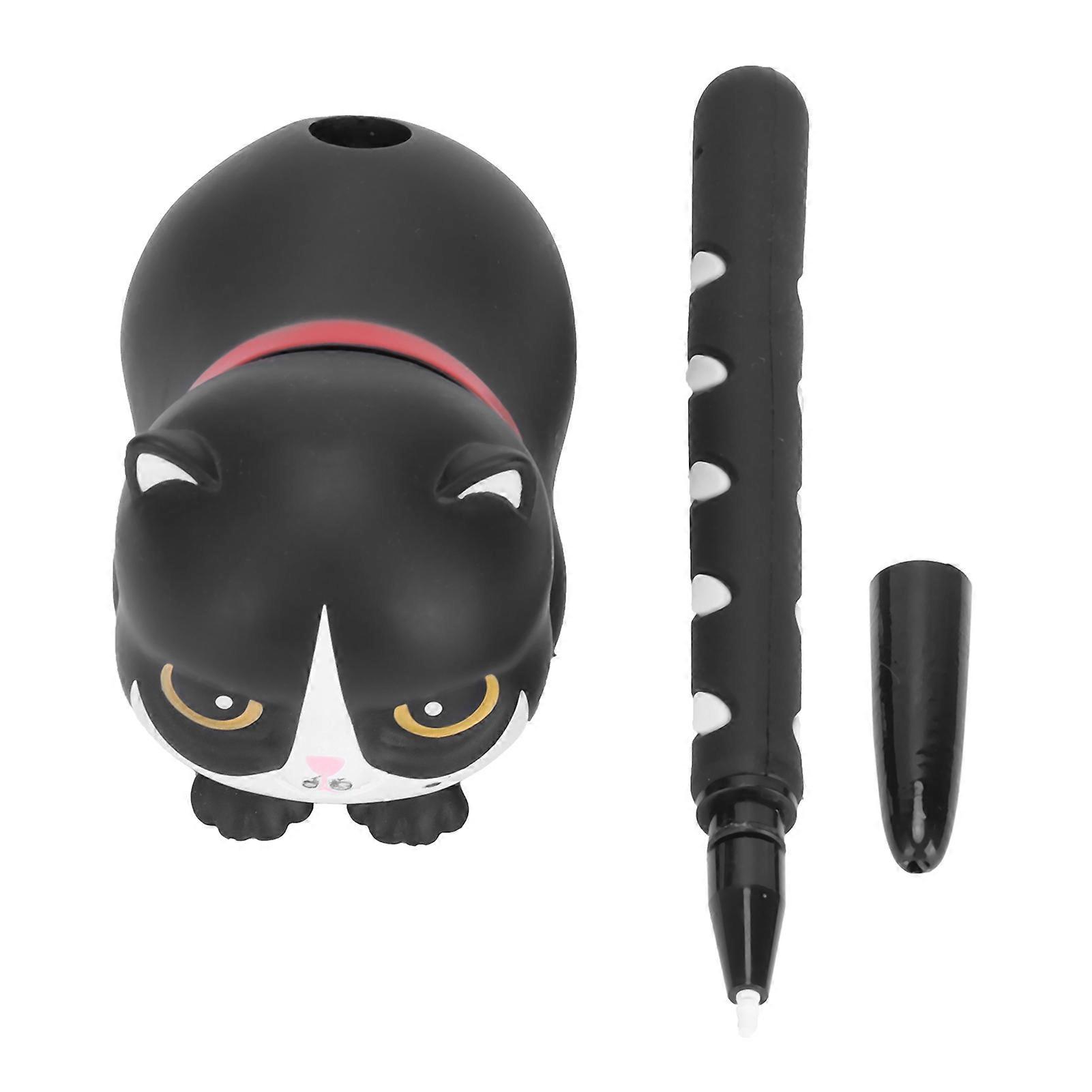Cute Cat Pattern Silicone Write Gel Pen Office School Writing Drawing Taking Notes SketchingBlack