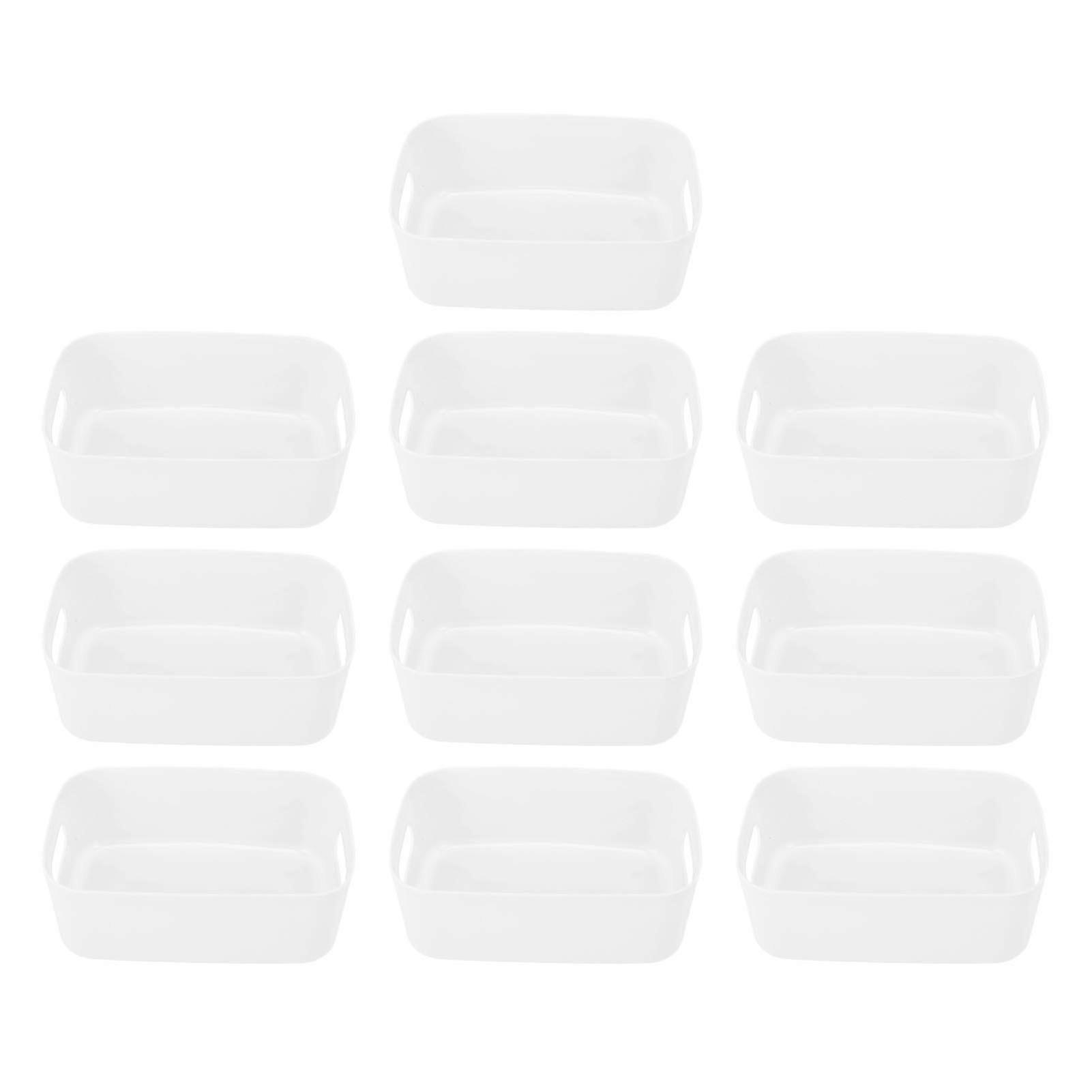 10PCS Cupboard Box Mini Organizer Bin PP Side Handle Rounded Edge Modern Versatile Storage Baskets for Office Kitchen White S
