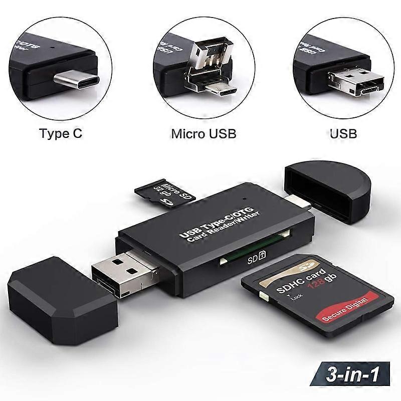 SD + USB 3.0 + USB-C + Micro SD card reader, Flash Card Reader