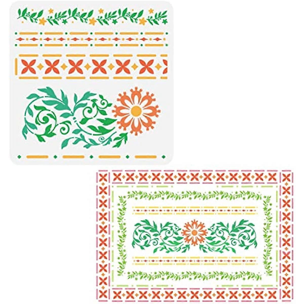 1pc Indian Inlay Stencil Daisy Branch Stencils Template Plastic Flower Lace Stencils