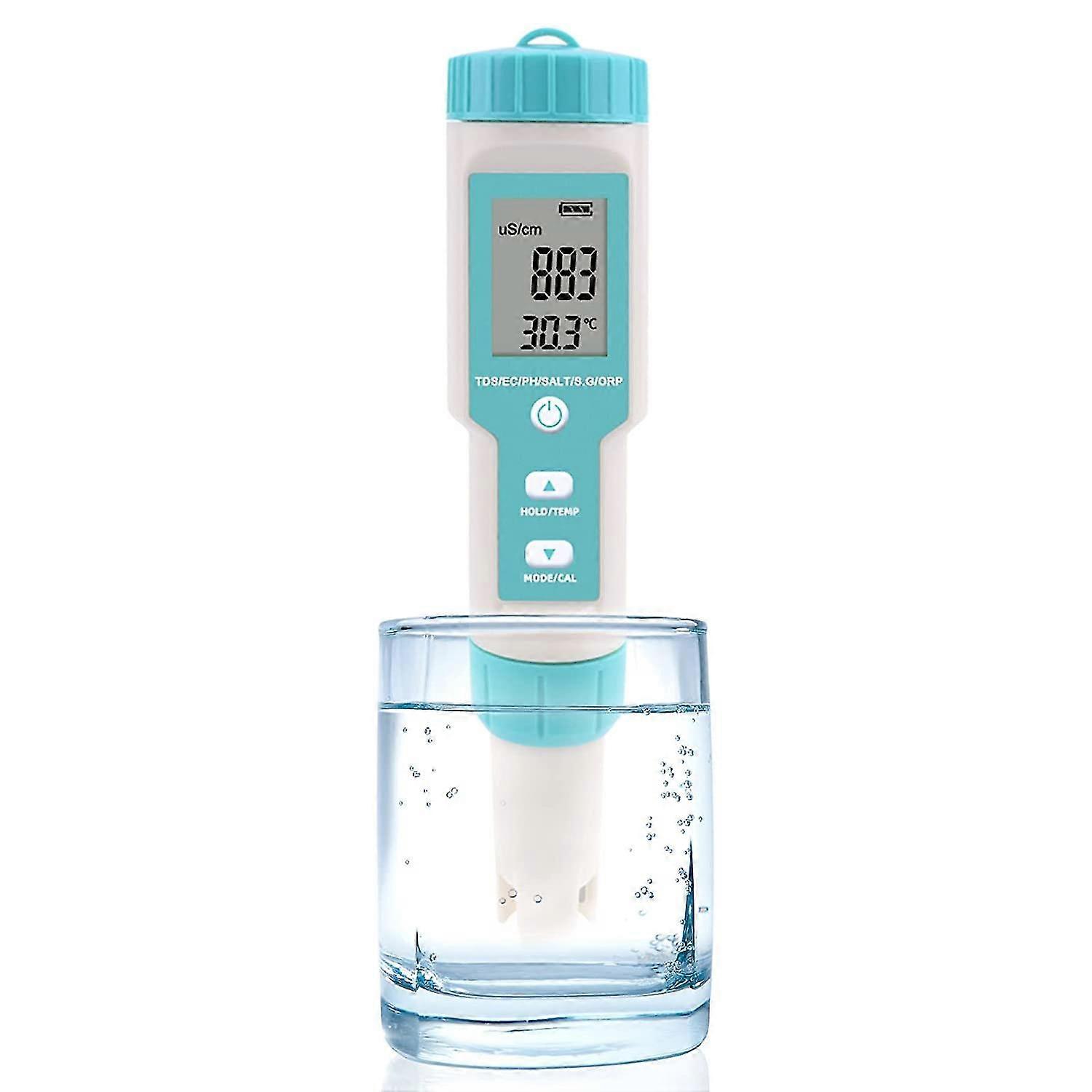 ph meter, 7-in-1 ph/tds/ec/orp/s.g/salinity/temp meter with atc, 0.01 resolution high accuracy water quality tester