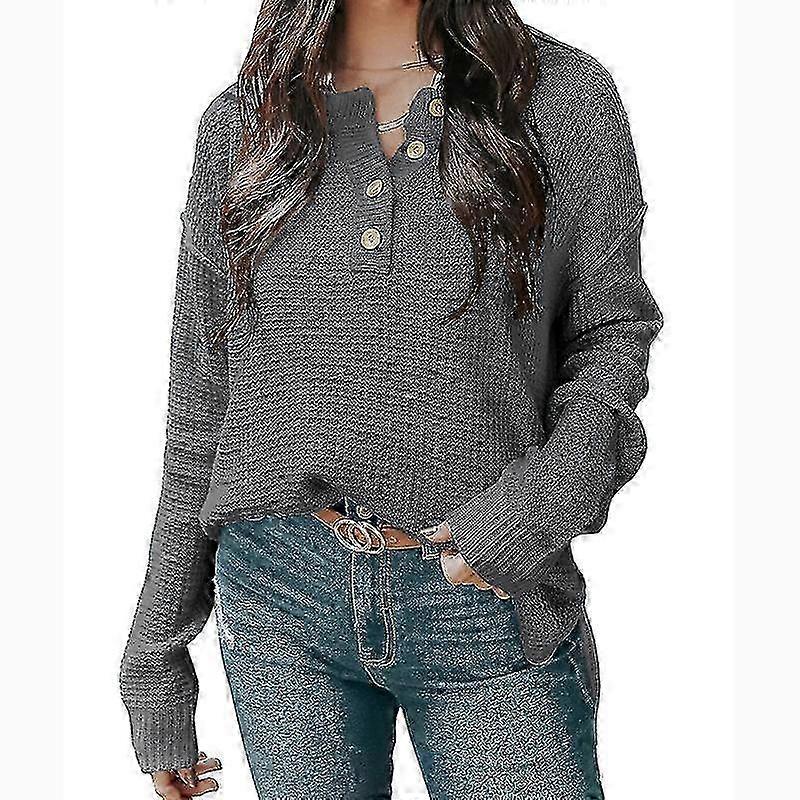 Women\'s Woolen Pullover Top Button-down Pullover Jumper Top For Vacation Fall Winter Spring