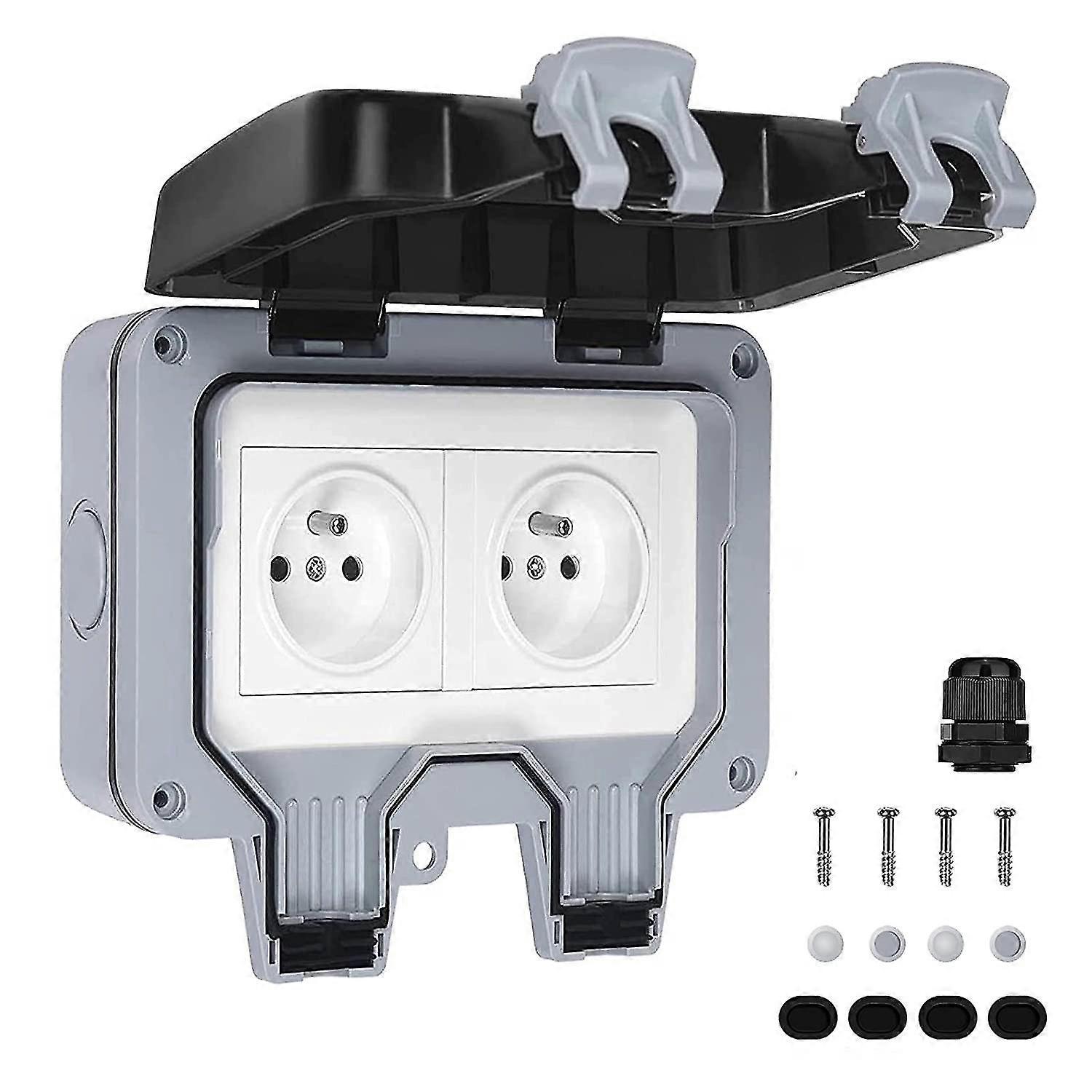 Waterproof Socket Double Outdoor Electrical Outlet Ip66 Waterproof Wall Socket 16a