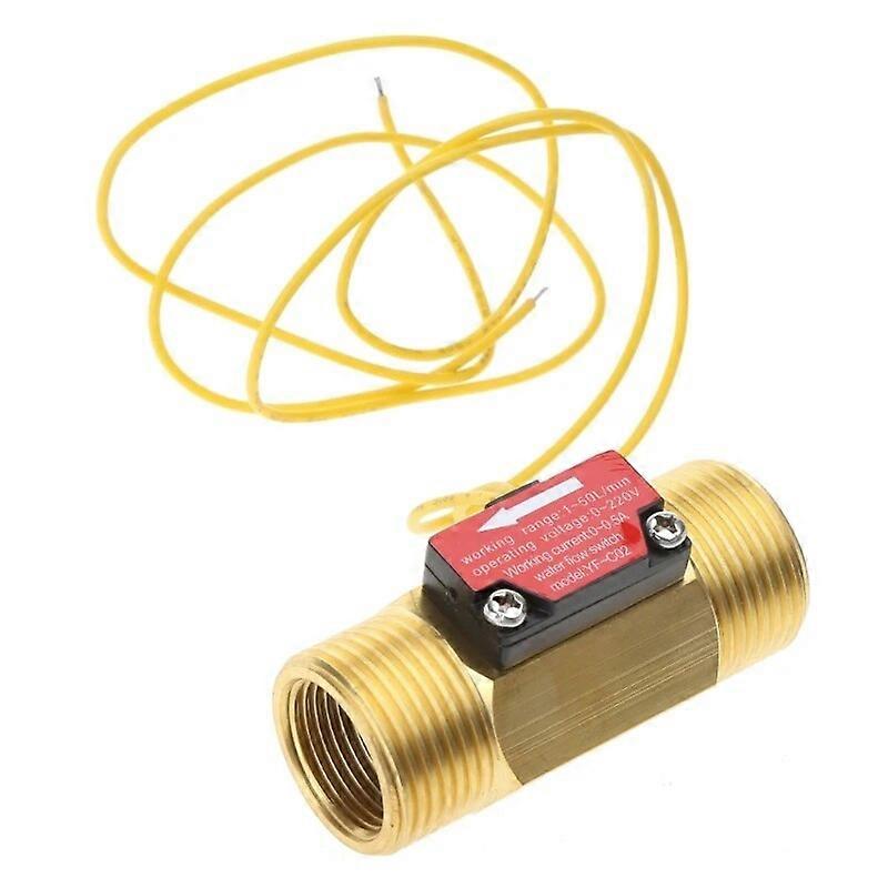DN20 Vattenflödesbrytare Flödesmätare 15-50L/min Fluidmeter Flödesmätare