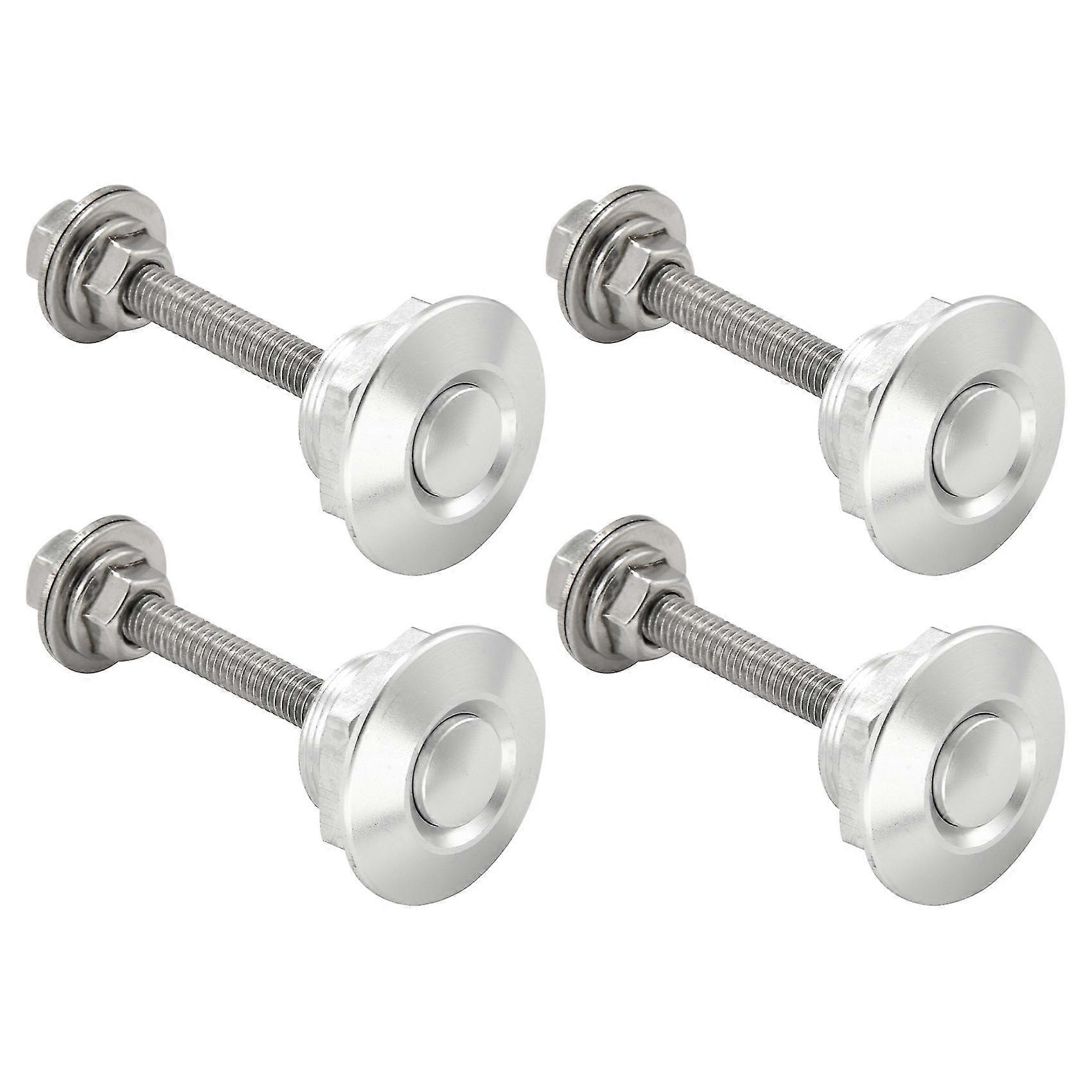 4X Quick Release Push Hood Latch Button Car Pin Lock Bumper Clip Latches Silver