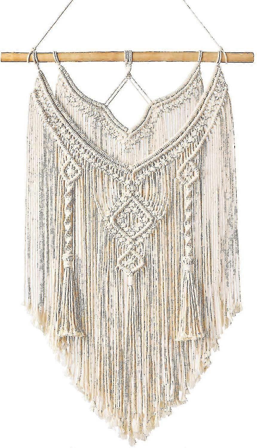 Boho Macrame Wall Hanging With Driftwood - Chic Decor Tapestry, 65 X 35cm