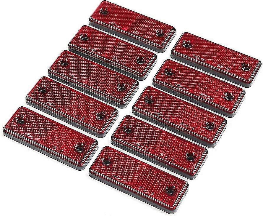 10 X Rectangular Reflectors Screw Mount Rectangular Reflector Trailer Reflectors, Rectangular Reflectors For Rv/trucks/caravans/car/trailer(red)