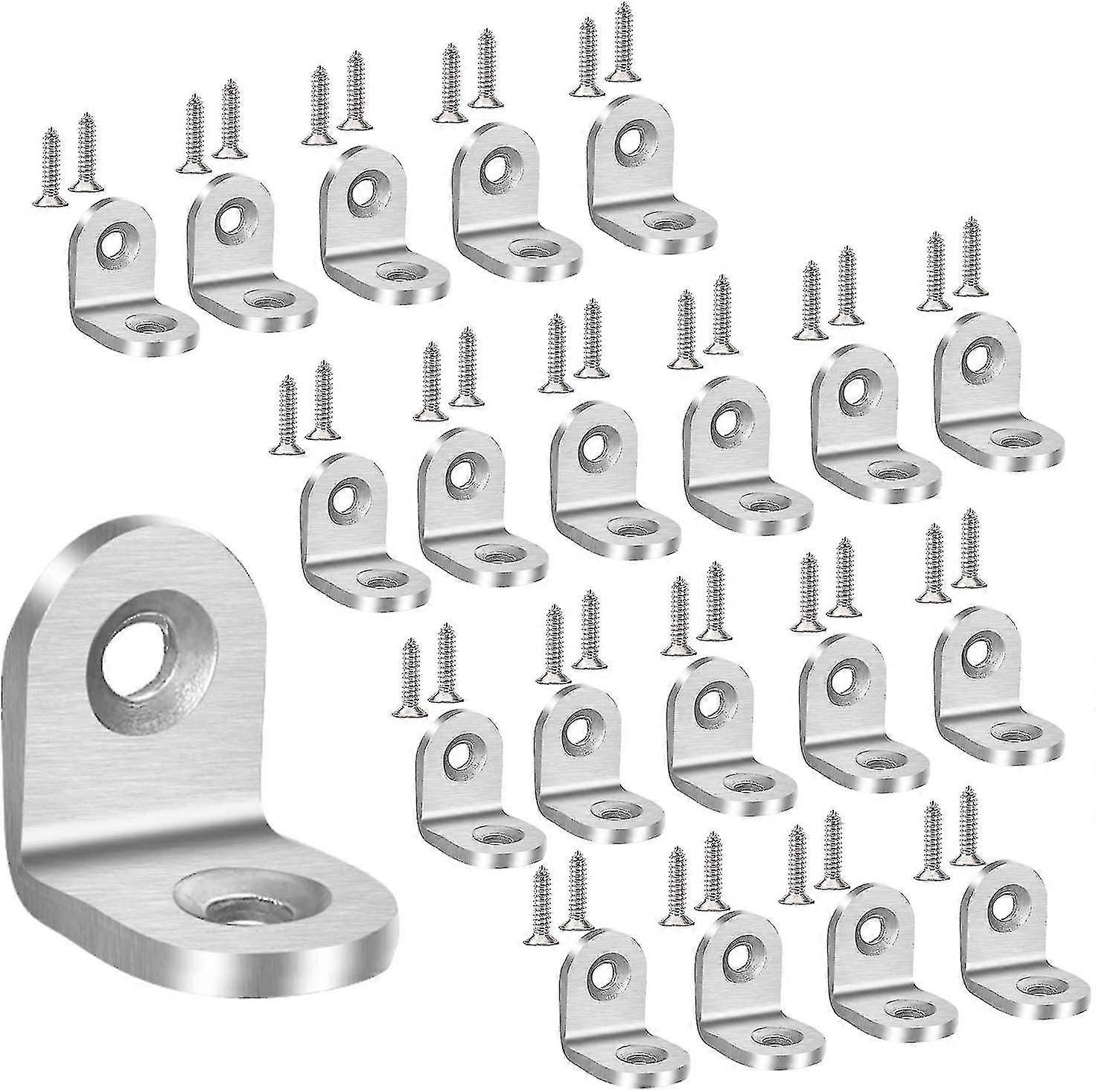 Fixing Brackets 20 Pcs, Fixing Bracket 90 Degree Right Angle 20x20mm Angle Bracket Stainless Steel Corner Bracket Corner Bracket Assembly Bracket With