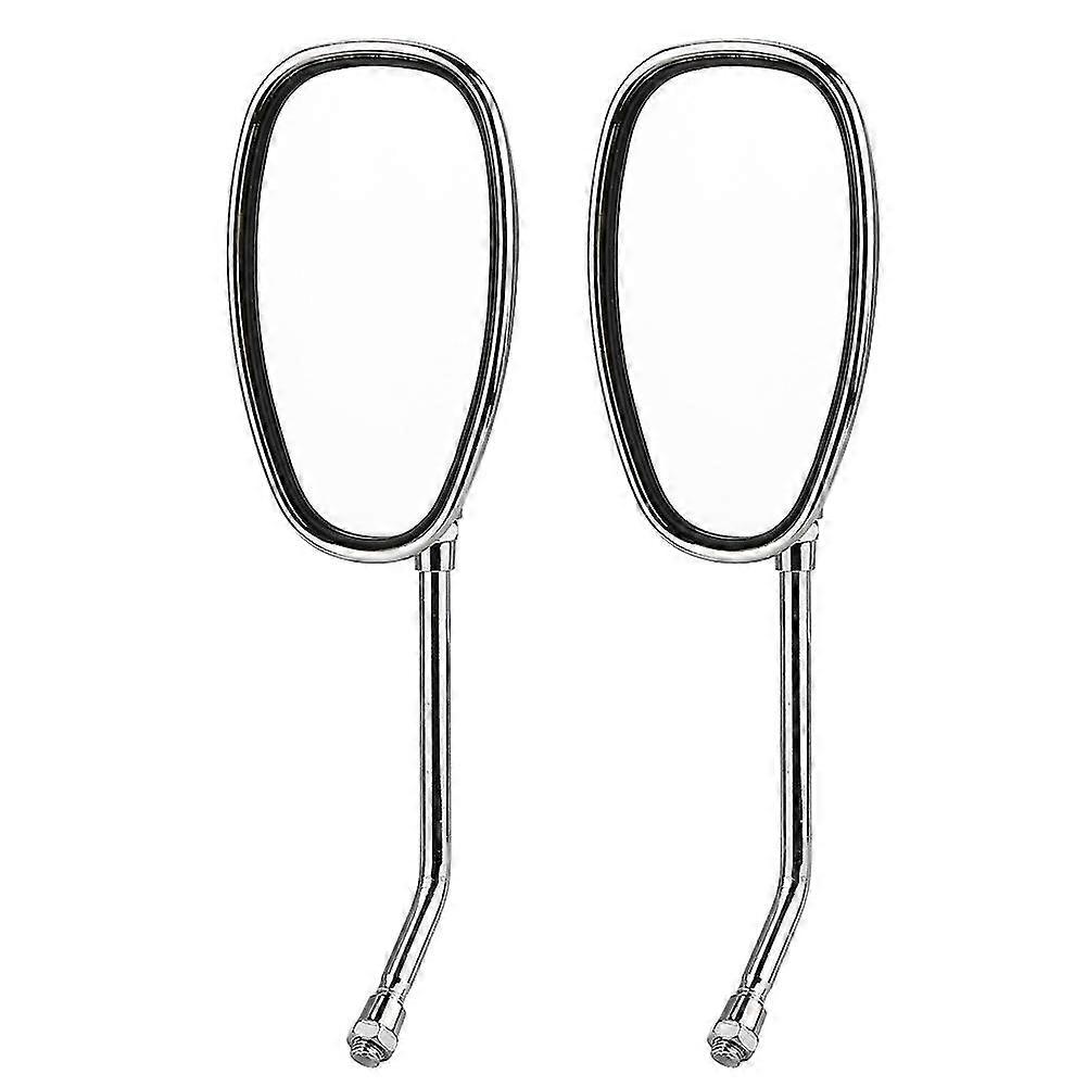 Motorcycle Retro Side Rearview Mirror Set with L Bar and R Bar - Black, 10mm