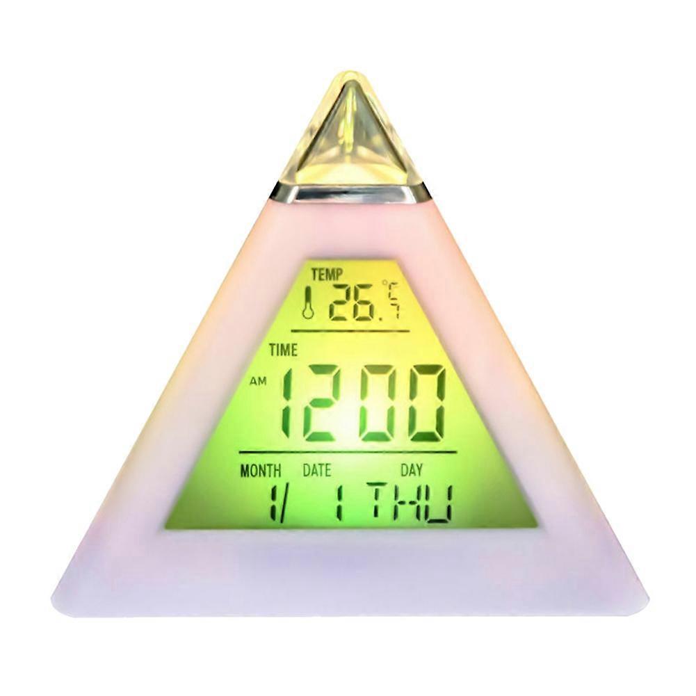Triangle 7 Colors LED Temperature Week Display Digital Alarm Clock Home Decor