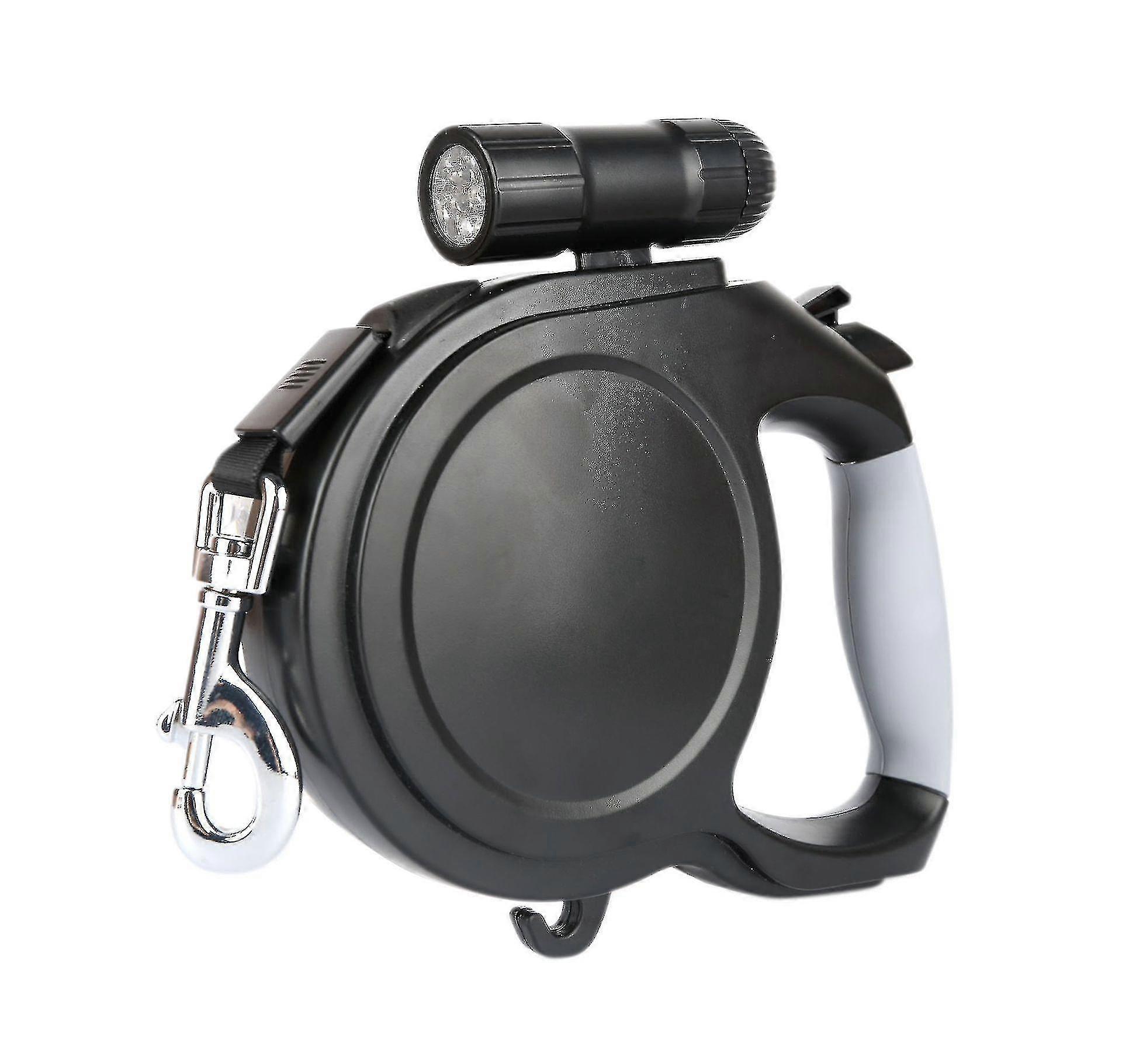 8m Retractable Dog Lead, Extending Leash With Led Flashlight, One Button Brake For Small