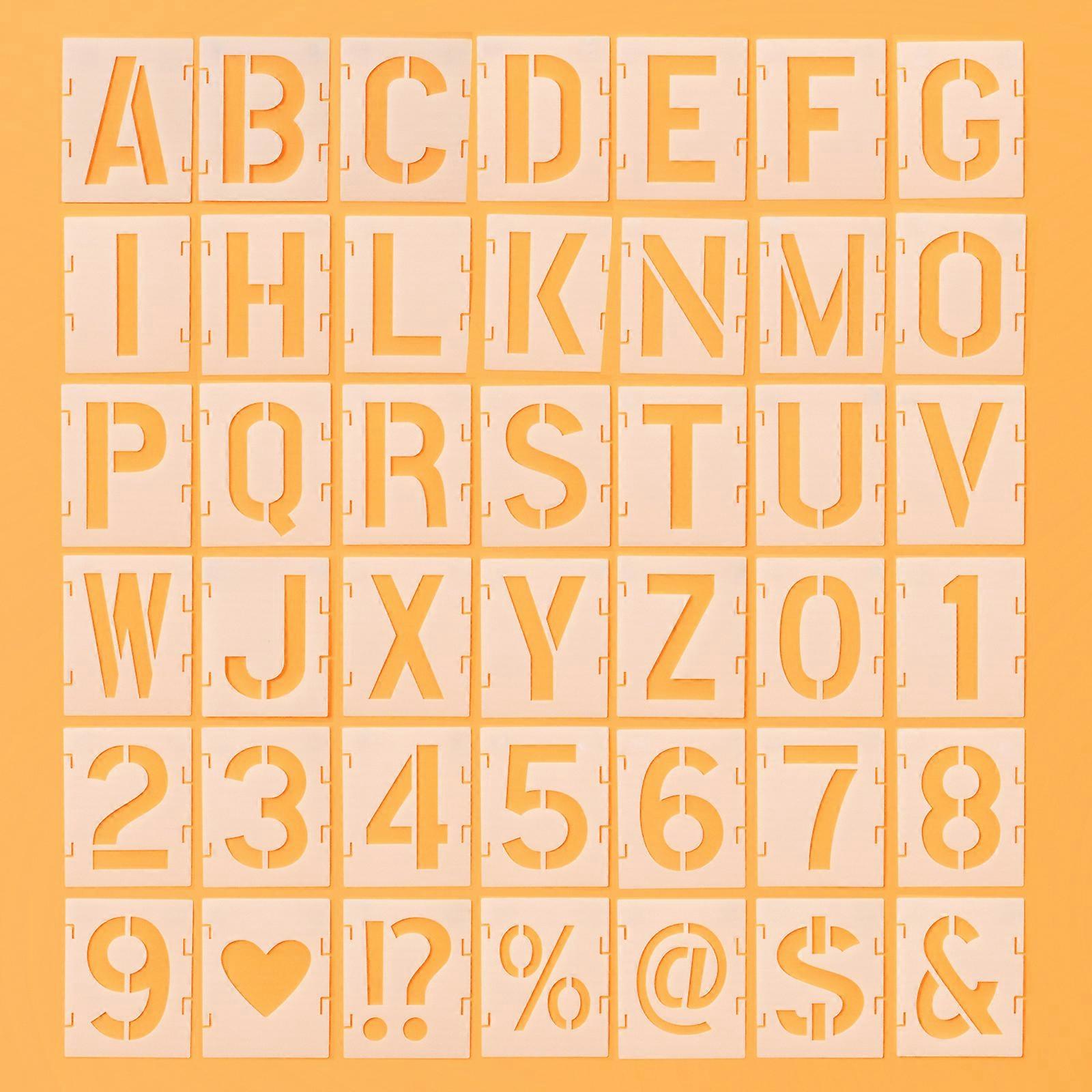 Letter Stencils Symbol Numbers Craft Stencils for Painting 42 Pcs Reusable Alphabet Templates 2 Inch Interlocking Stencil Kit for Painting,DIY Art