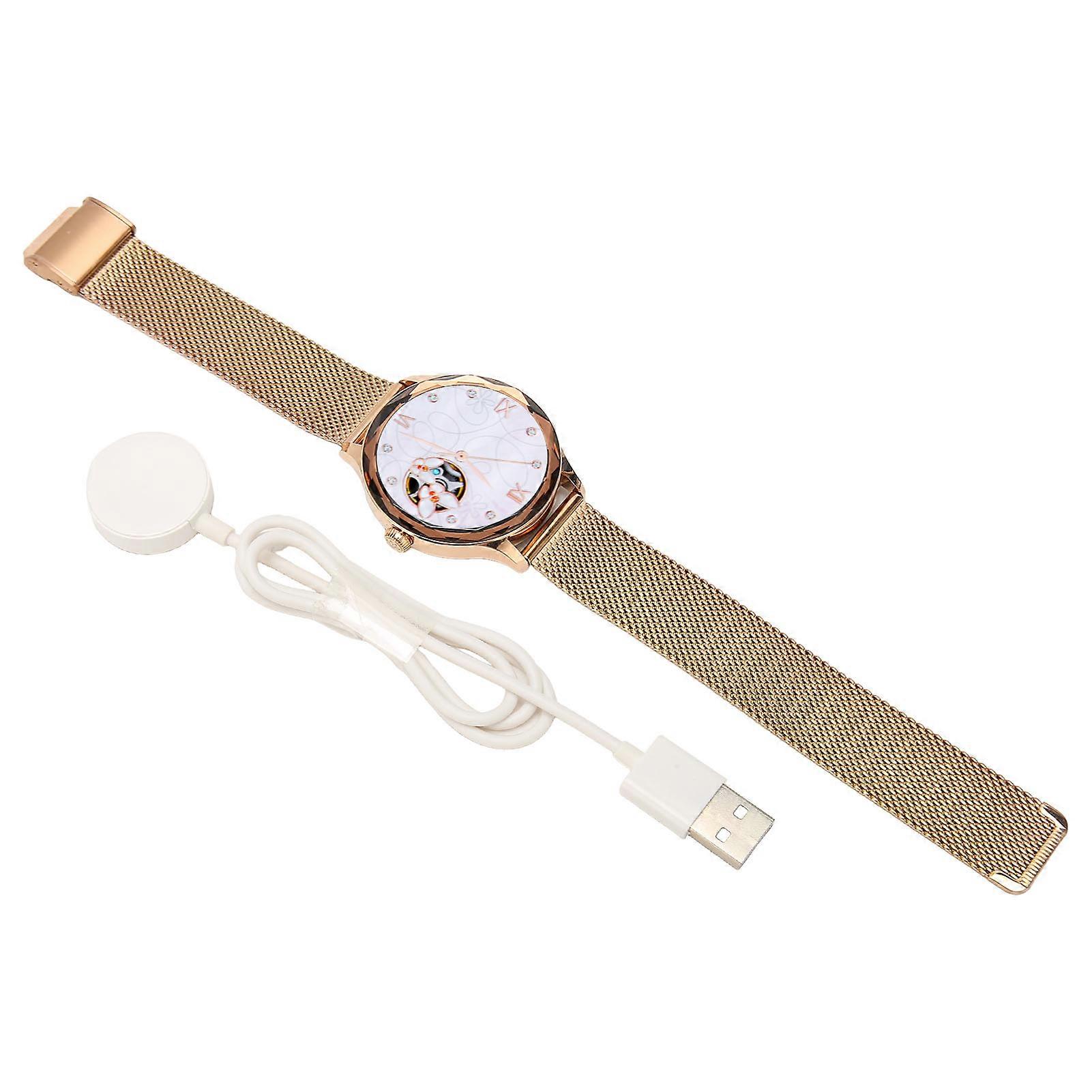 1,3 Zoll Outdoor Frauen Smartwatch Bluetooth Sport Smartwatch mit rosa Stahlarmband für IOS für Android YEMMA