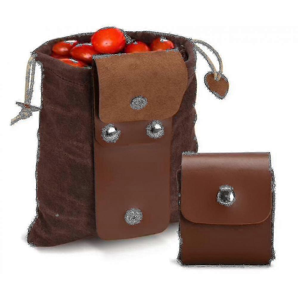 Brown Canvas Foraging Orchard Pouch Collapsible Waist Fruit Picking Bag Hanged Tool For Hiking Mushroom Picking
