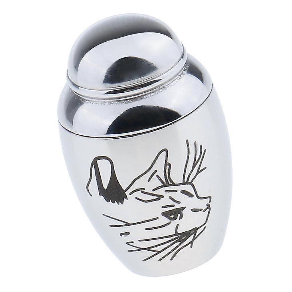 Rustfritt stål Funeral Kremasjon Urn Container Jar Cat