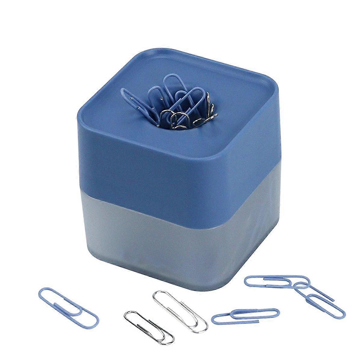New Two-Color Paper Clips in Elegant Magnetic Frosted Square Clip Holder, 28mm, 130 Clips Per Box (