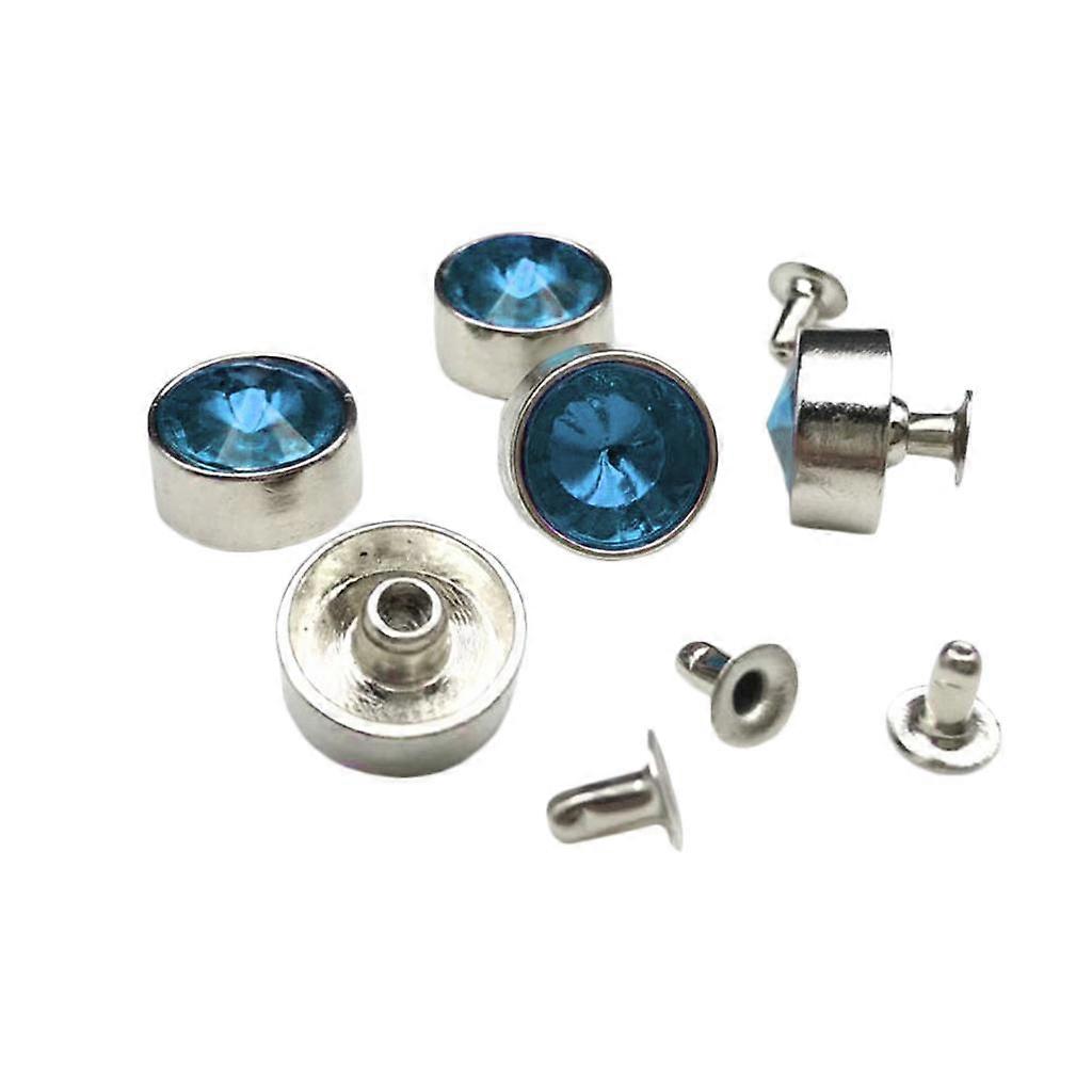 5 Sets Crystal  Rivets Punk Nailhead Studs for Clothes Decor Light Blue