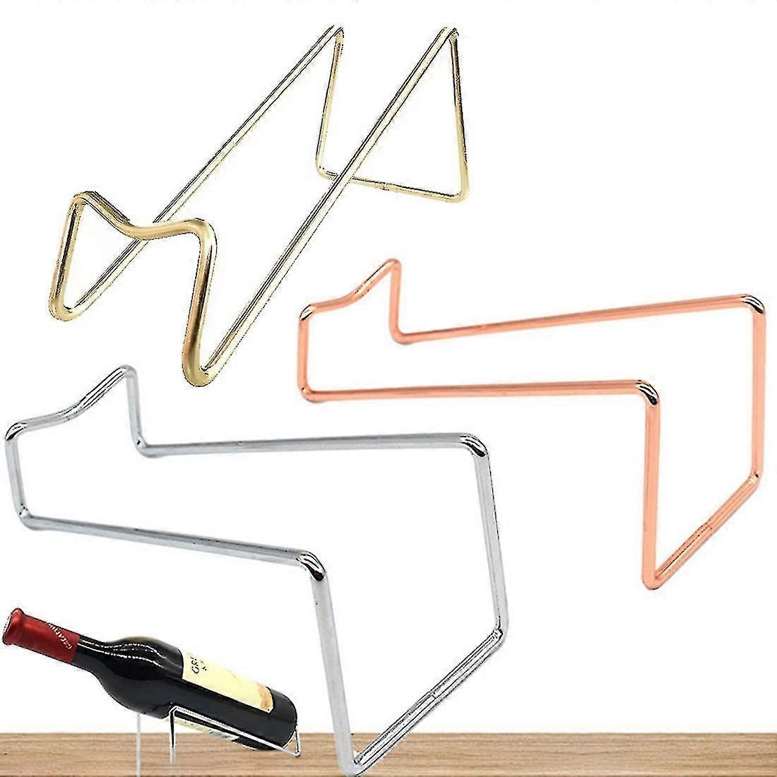 Creative Red Wine Stand Simple Acier inoxydable Wine Rack Single Wine Bottle Display Holder pour Home Store Nice Processed 3pcs