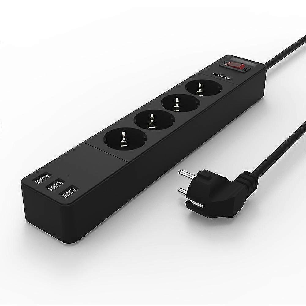 Multipresa USB, Multipresa Elettrica con 4 Prese e 4 Porte USB, Multipresa Piatta con Interruttore per Smartphone, Tablet, Casa e Ufficio 2400W/1