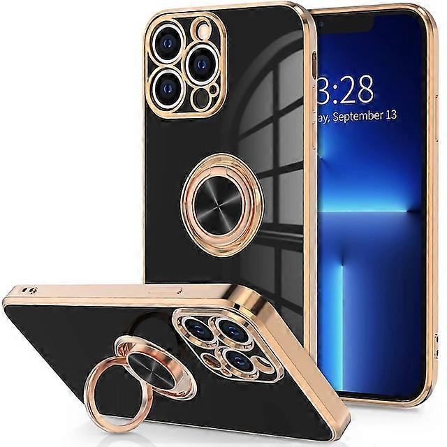Luxury Ring Case For iPhone 14 Pro Max iPhone 13 Pro Max 12 11 X XR XS Max 8 7 Plating Silicone TPU Soft Cover With Ring Holder Stand