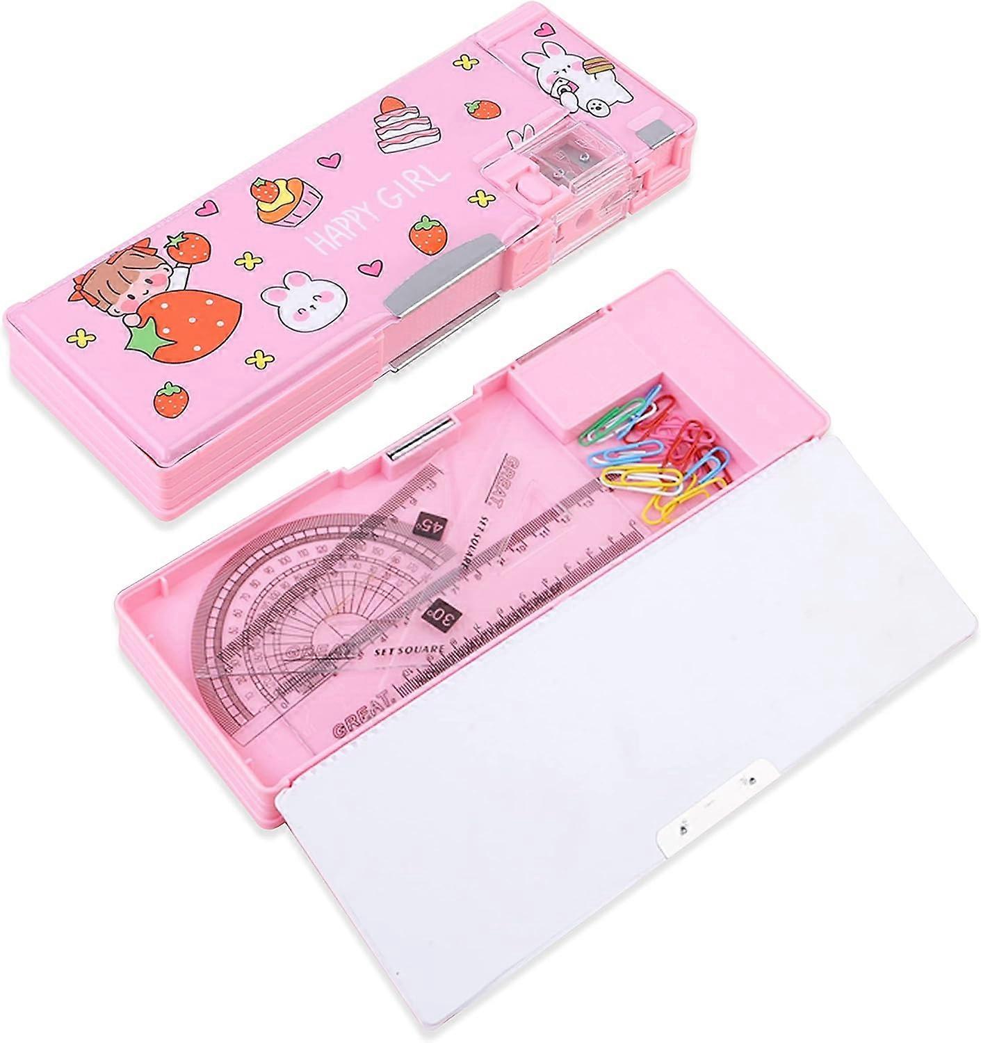 Pop Up Multifunction Pencil Case for Girls Boys Cute Cartoon Pen Box Organizer Stationery with Sharpener Schedule School Supplies Best Birthday Gi
