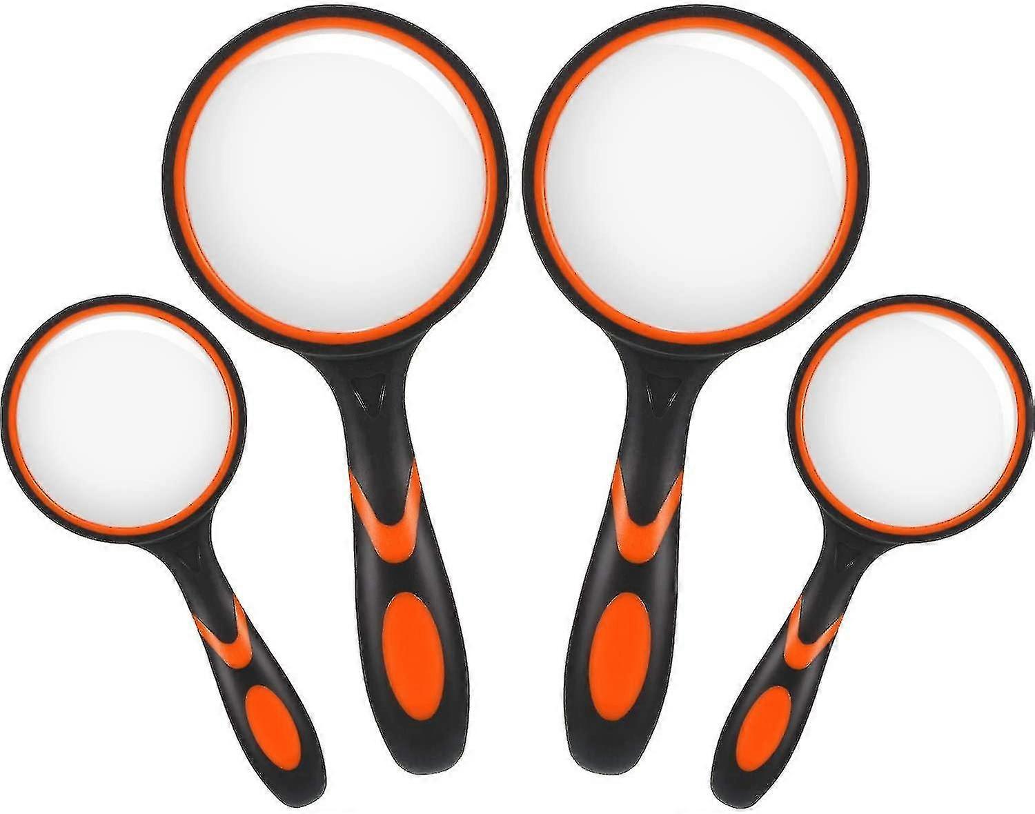 4-delig vergrootglas, 4x en 10x handheld leesvergroter met antislip