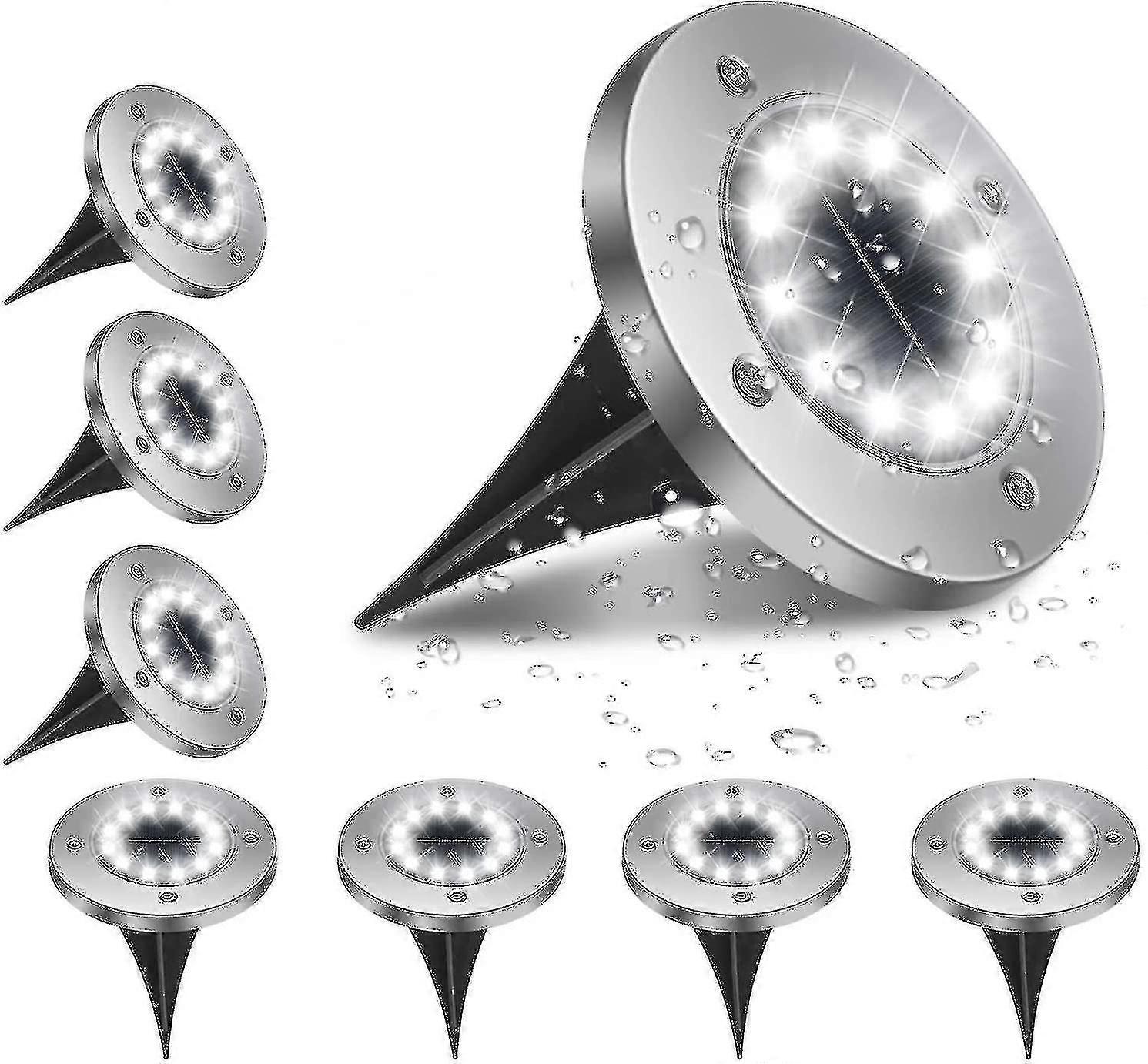 屋外ソーラーライト、8パック12led床庭照明照明6000k防水Ip65埋め込みスポットソーラーランプ