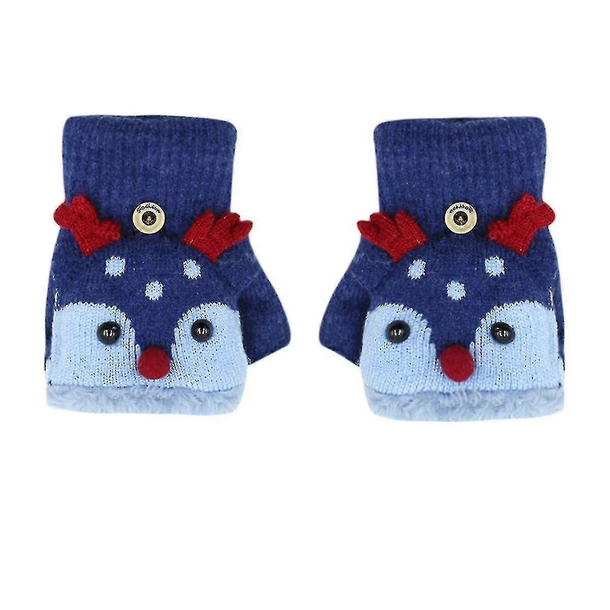 Söta renfleecefodrade handskar Cabriolet Flip Top Fingerless Vantar för pojkar flickor