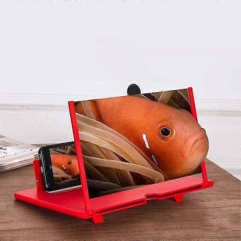 Suporte de Telefone de Mesa 3D com Lupa de Tela de Telefone Retrátil, Tamanho :10 Polegadas (Vermelho)