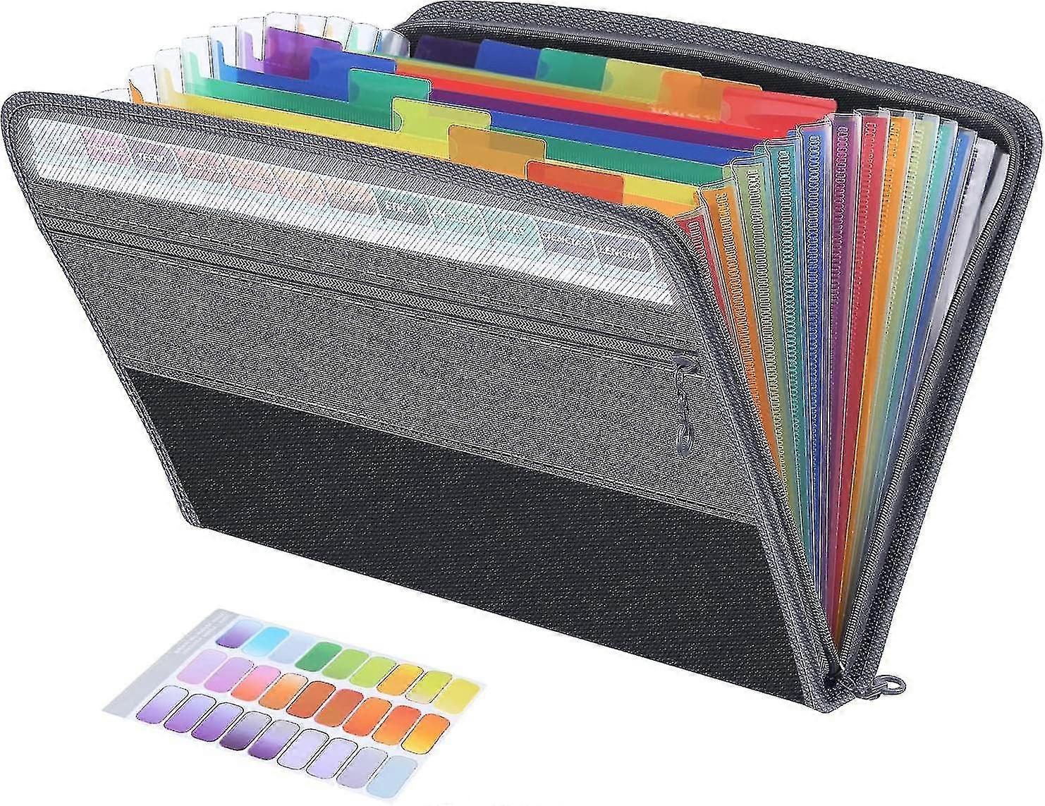 Fun File Organiser,13 Pockets Folder Document Organiser Box Files And Foldersplastic Paper Receipt Storage Organisers Boxes With Tabs,black