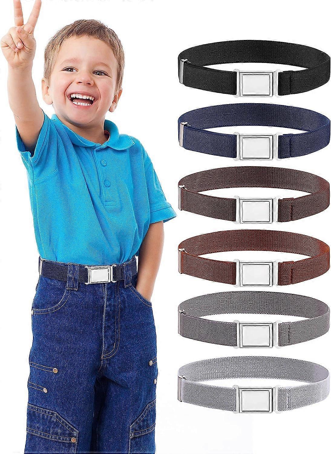 Kids Adjustable Magnetic Belt Elastic Stretch Belt with Easy Magnetic Buckle for Boys Girls, Multicolor, One Size