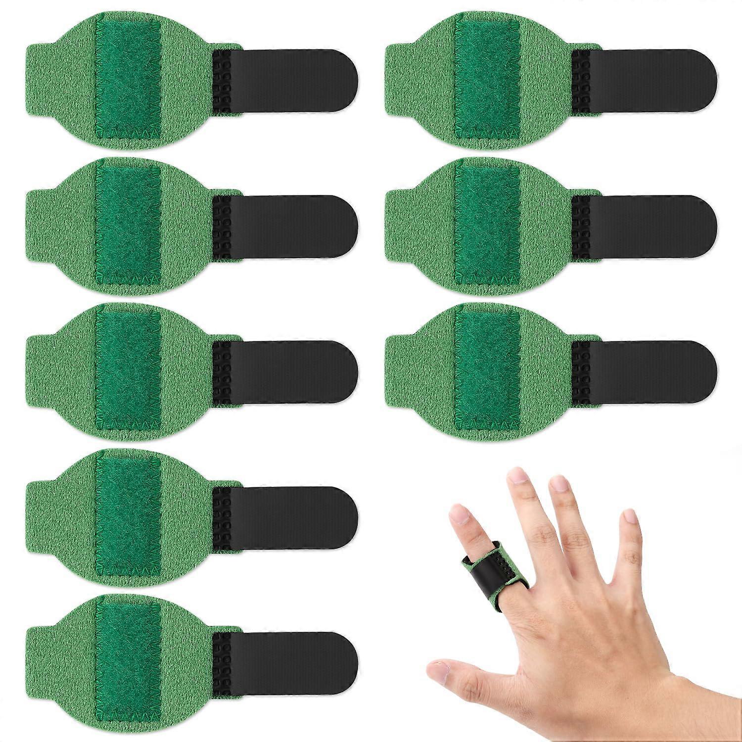 (Green) 8pcs Finger Splints, Adjustable Trigger Finger Splints Reusable Finger Splints Soft Fabric Finger Splints for Protecting Broken Fingers