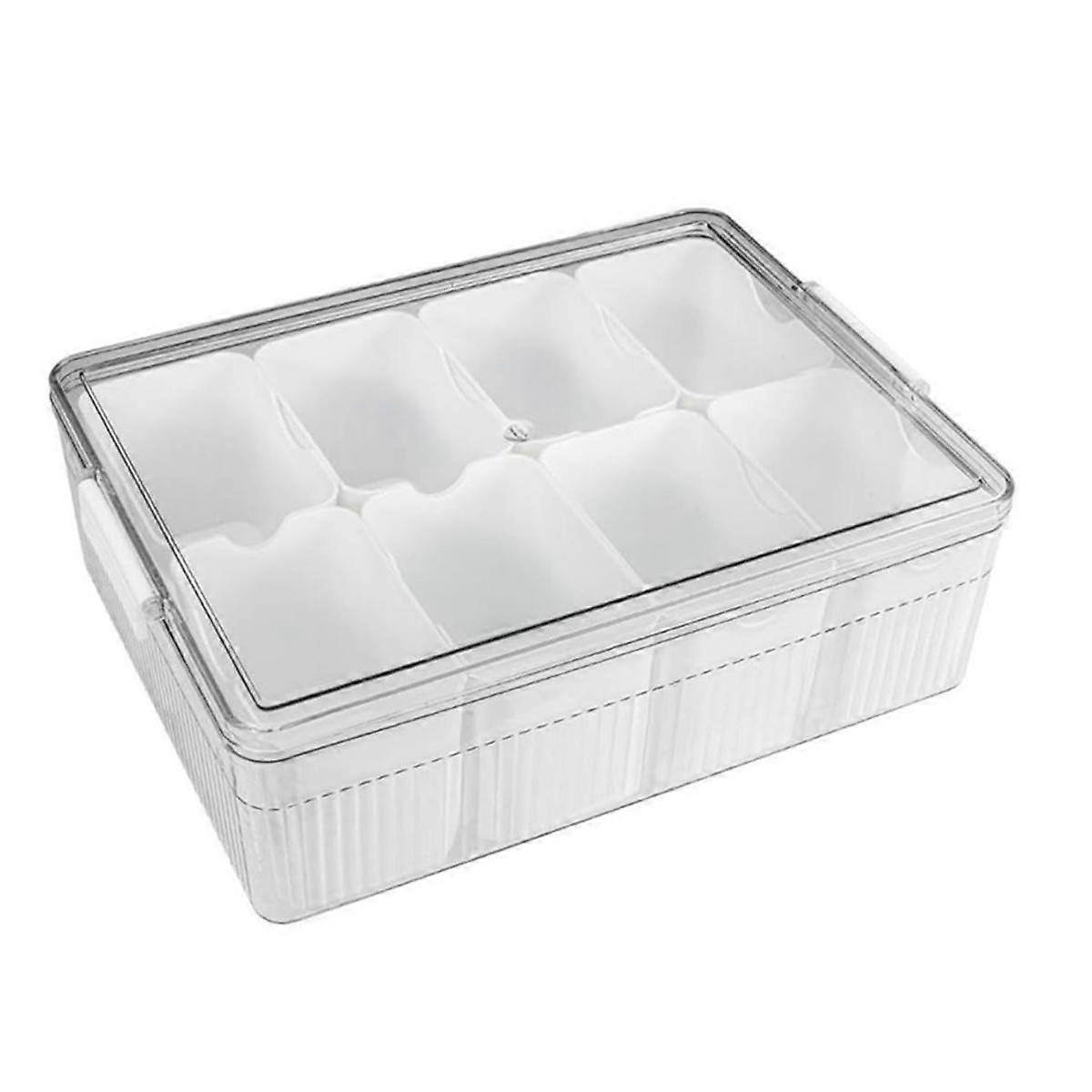 Large Snackle Box - Divided Serving Tray with Lid - Charcuterie Container for Portable Snack - Clea