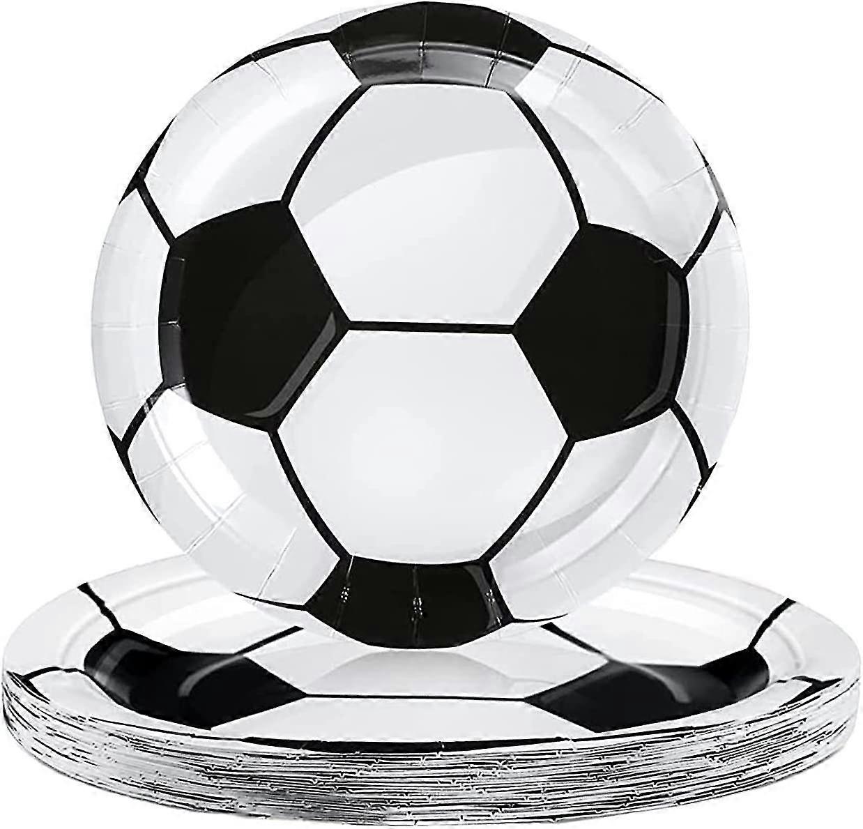 24pc Drenge Fodbold Party Papirplader 7 tommer, sort og hvid fodbold fodbold papir plader, fodbold service
