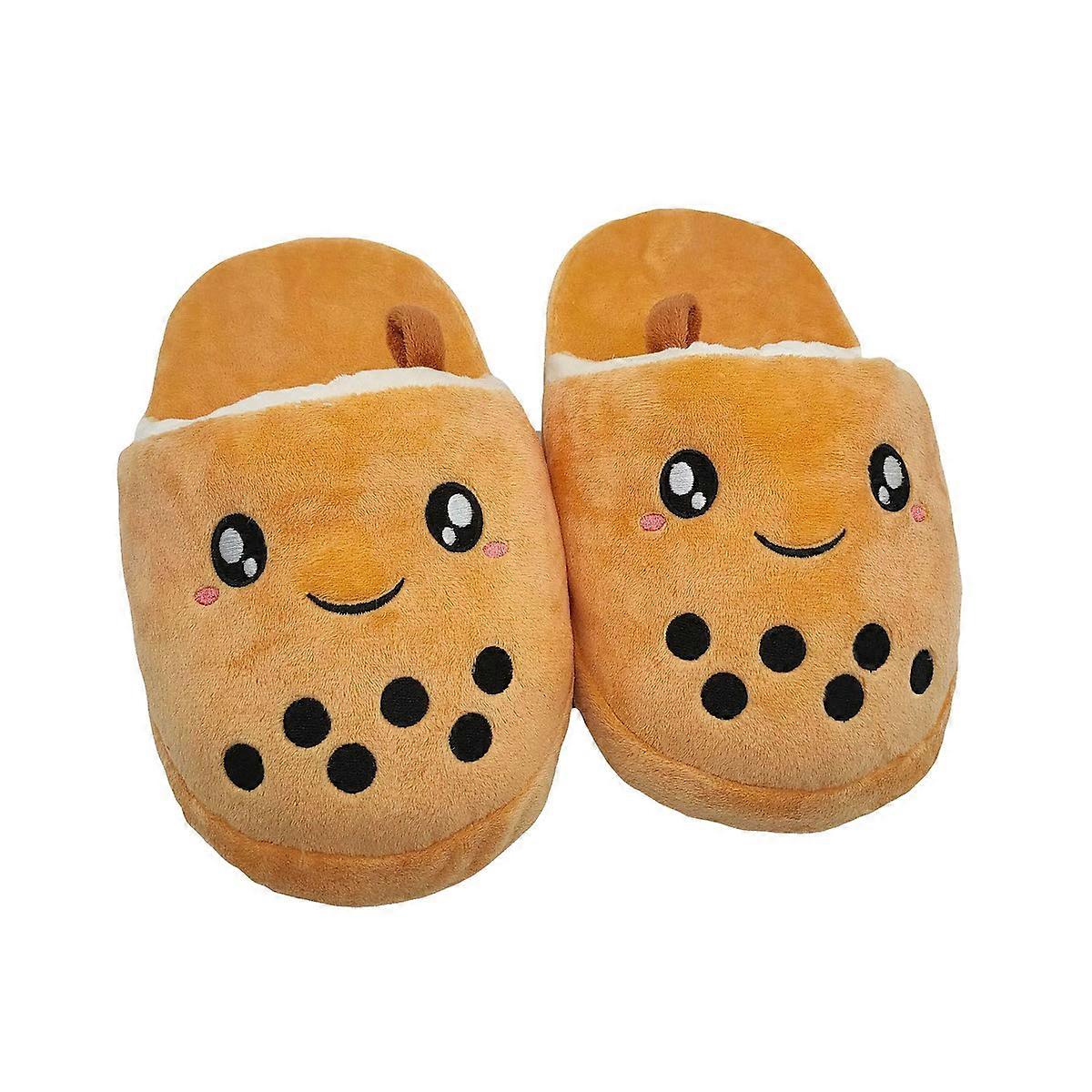 Simulation Milk Tea Slippers Anime Plush Slippers Home Cotton Shoes Warm Indoor House Slippers