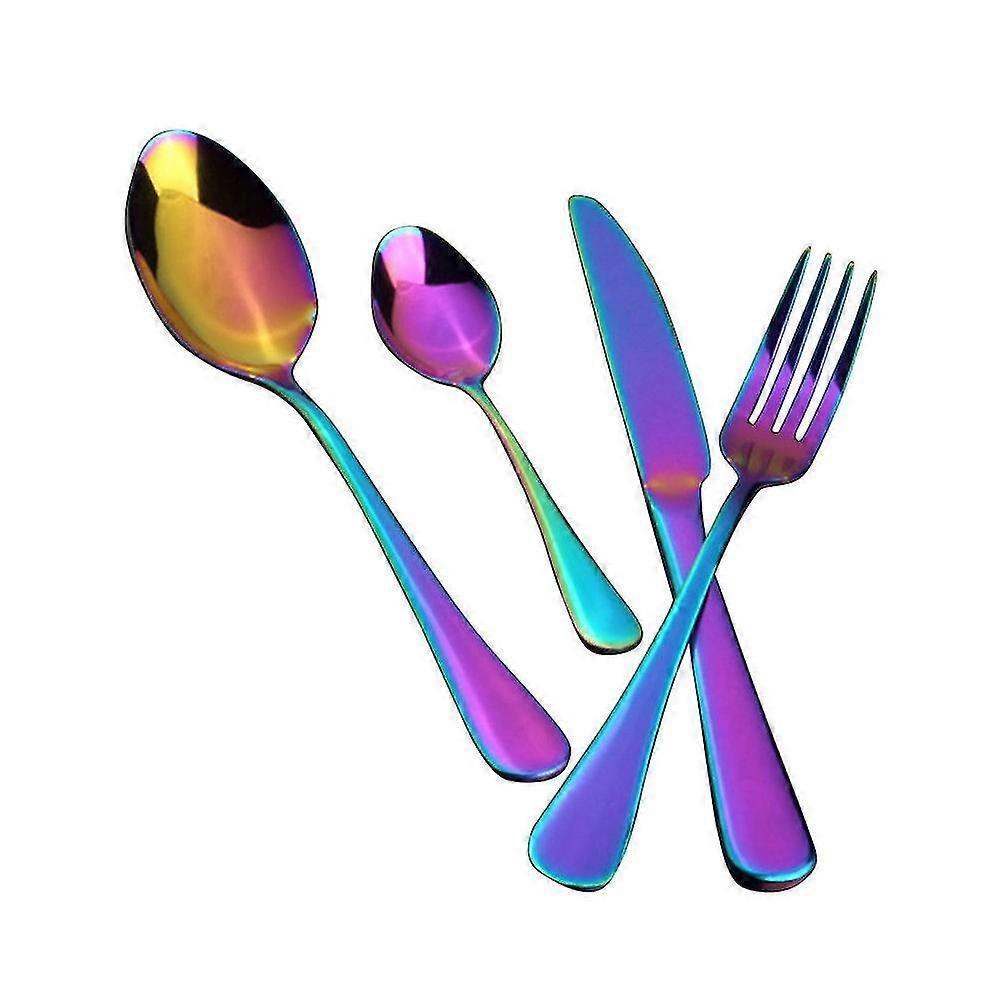 4pcs Neochrome Regenbogen Besteck Set Messer Gabel Löffel Einhorn Party Geschirr